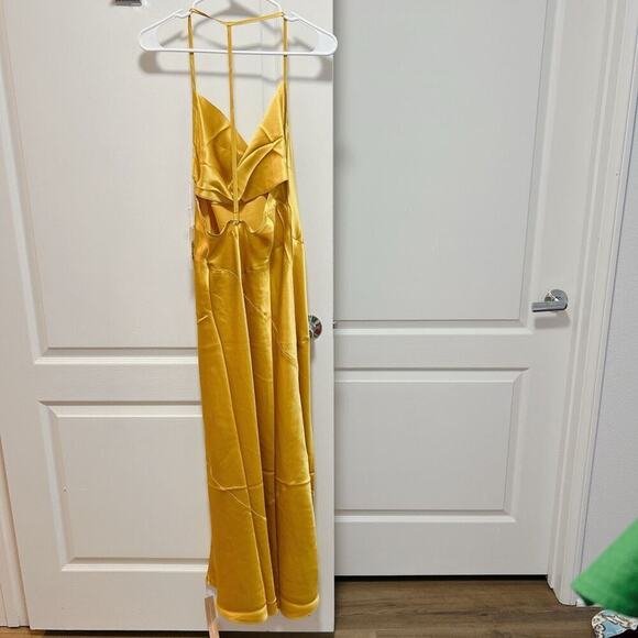 NEW! Reformation Torin Silk Dress TURMERIC size L - Picture 6 of 8